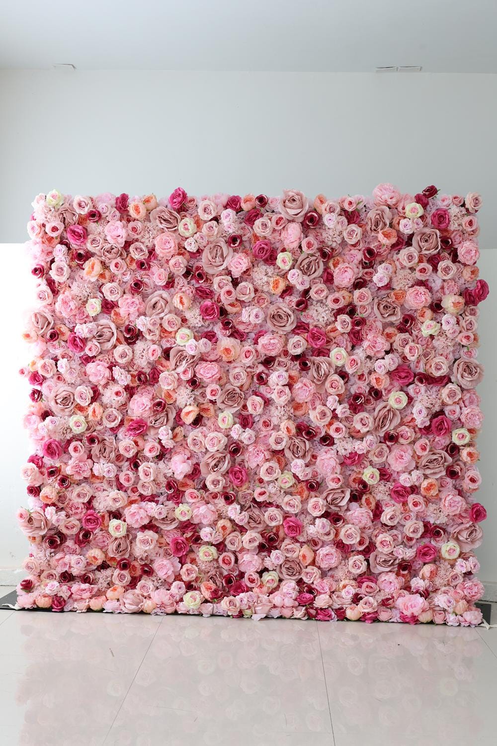 US Seller-5D pink Roses Flower Wall8*8ft - Flower Wall Rolling Up Curtain Wall, flower Fabric Backdrop??rtificial rolling up curtain flower