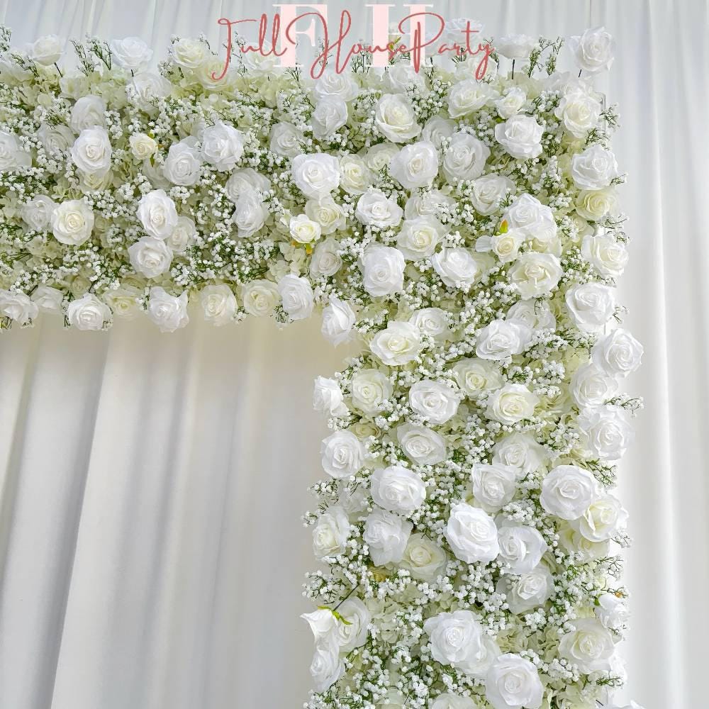 US seller---H 8.53 x W 8Ft Rollable Artificial White Rose Arch Wedding Decoration, Flower Arch Wedding, Backdrop Flower Archway Decoration