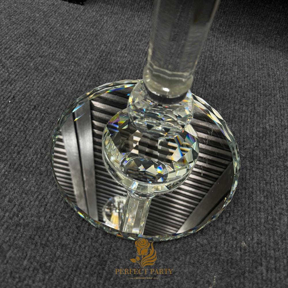 20''-Clear Crystal Candle Holder - Transparent Tall Candle Stand with Glass Hurricane Tube, Perfect for Wedding Table Centerpiece Decoration