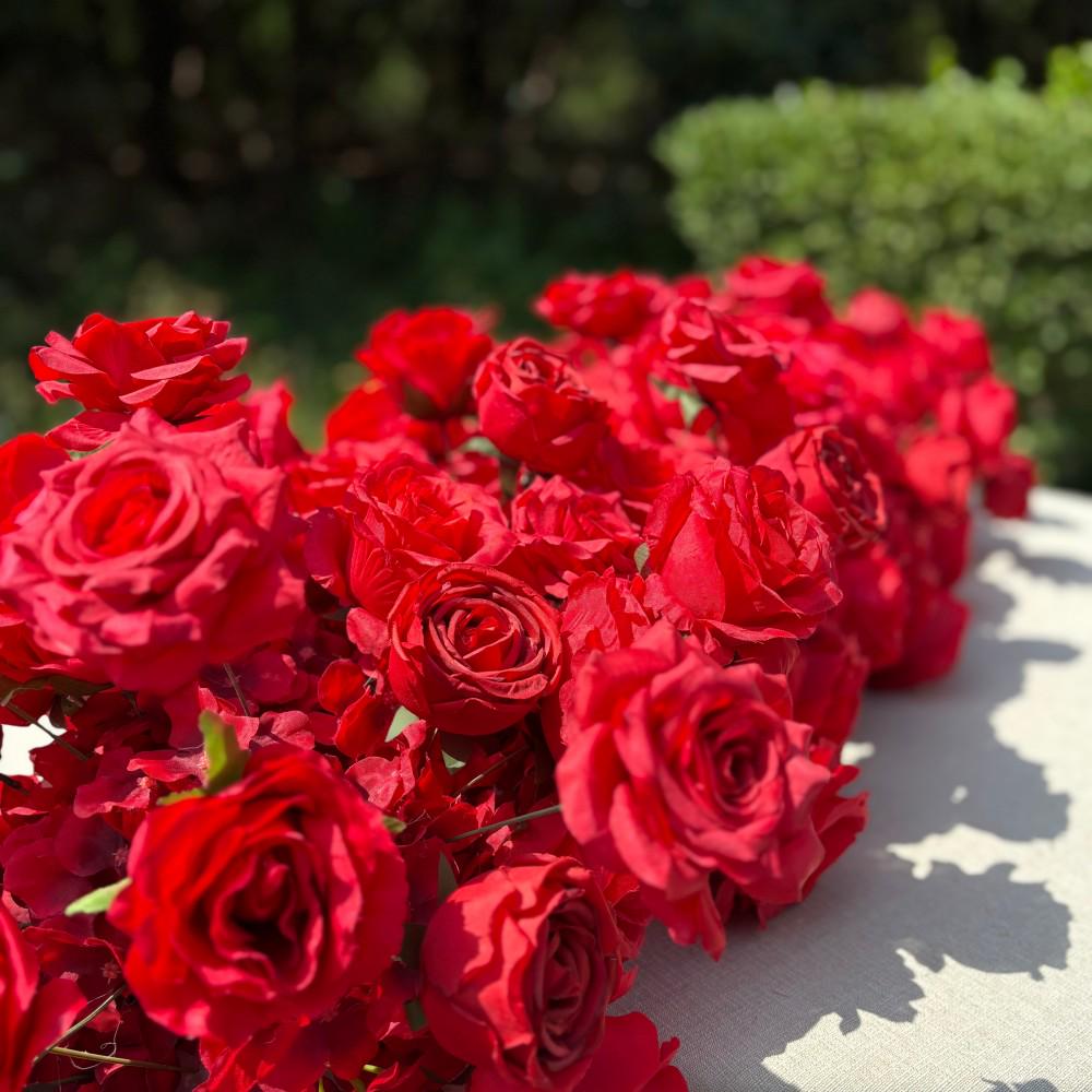 US Seller/ Burgundy Red Rose Wedding Arch, Artificial Floral Table Arrangement, Garland, Flower Row Decoration  Wedding Table Center Piece