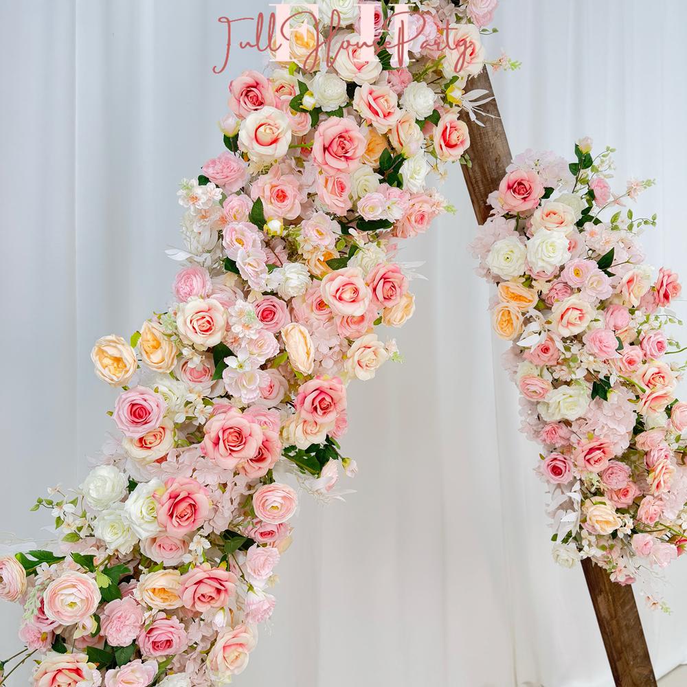 Blush Pink Rose Wedding Arbor Arrangement: Rustic Floral Arch Decor