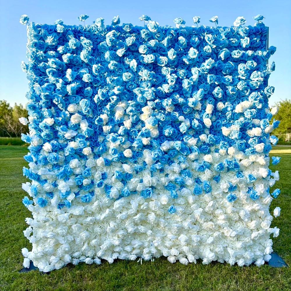 Sky Blue & Ocean Wave Style Rose Wall