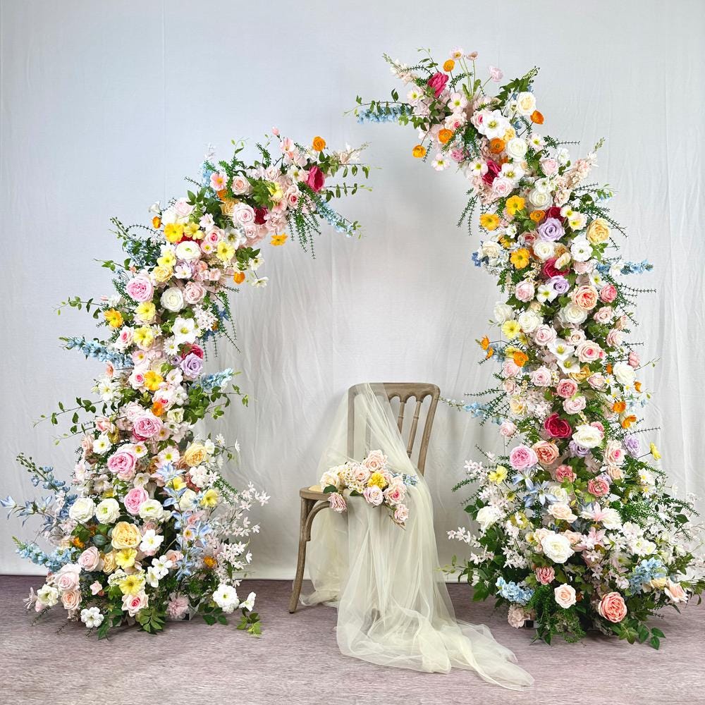 US seller---Wildflower-Inspired Spring and Summer Wedding Arch D?cor.Wedding Archway Artificial  Rose  Archway,Flower Row Arrrangement