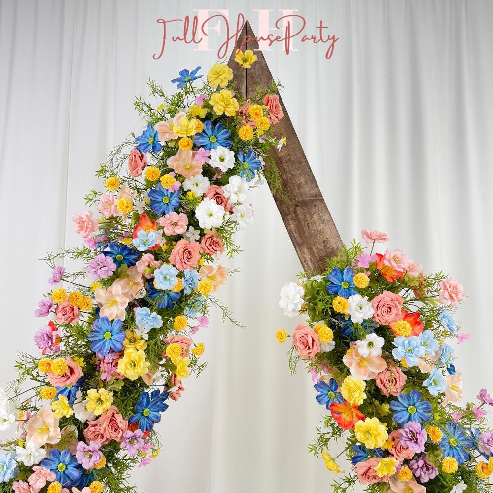 US Seller----Wildflower-Inspired Spring Wedding Artificial Floral, Table Flower Runner, Rustic Flower Row ,Flower Row for Wedding Aisle