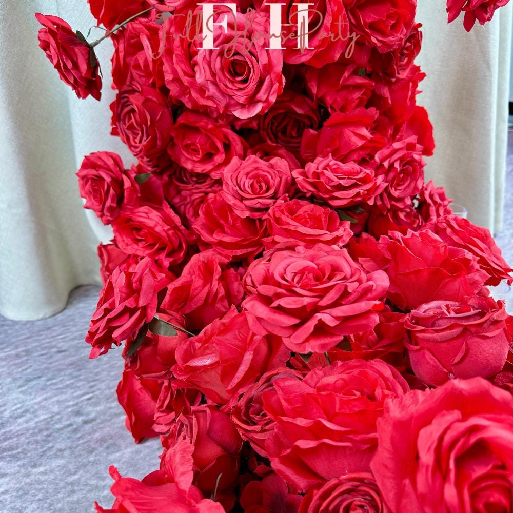 US Seller --- Burgundy Red Rose Wedding Arch, Artificial Floral Table Arrangement, Garland, Flower Row Decoration for Parties, Weddings