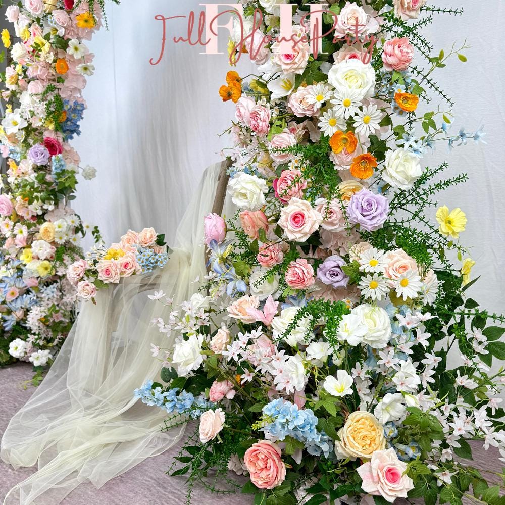 US seller---Wildflower-Inspired Spring and Summer Wedding Arch D?cor.Wedding Archway Artificial  Rose  Archway,Flower Row Arrrangement