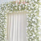 W8Ft x H8.53Ft Rollable Artificial White Rose  baby?? breath Arch Wedding Decoration, Flower Arch Wedding, Backdrop Flower Archway Party