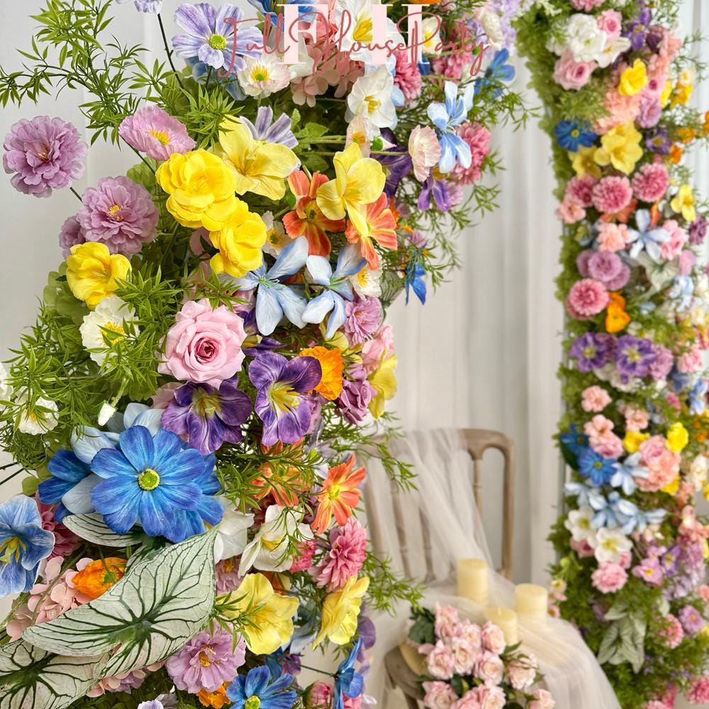 US seller---Wildflower-Inspired Spring and Summer Wedding Arch D?cor.Wedding Archway Artificial  Rose  Archway,Flower Row Arrrangement