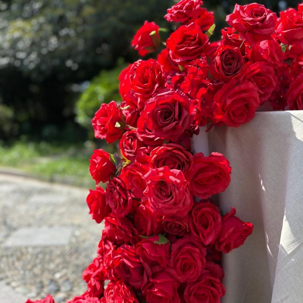 US Seller/ Burgundy Red Rose Wedding Arch, Artificial Floral Table Arrangement, Garland, Flower Row Decoration  Wedding Table Center Piece