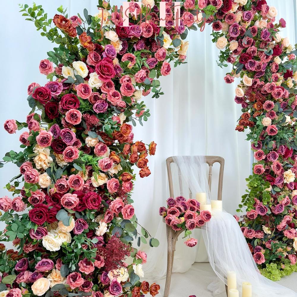 US Seller---Wedding Arch Retro Style Artificial Flowers ??ustic Floral Row Arrangement for Wedding Pillars