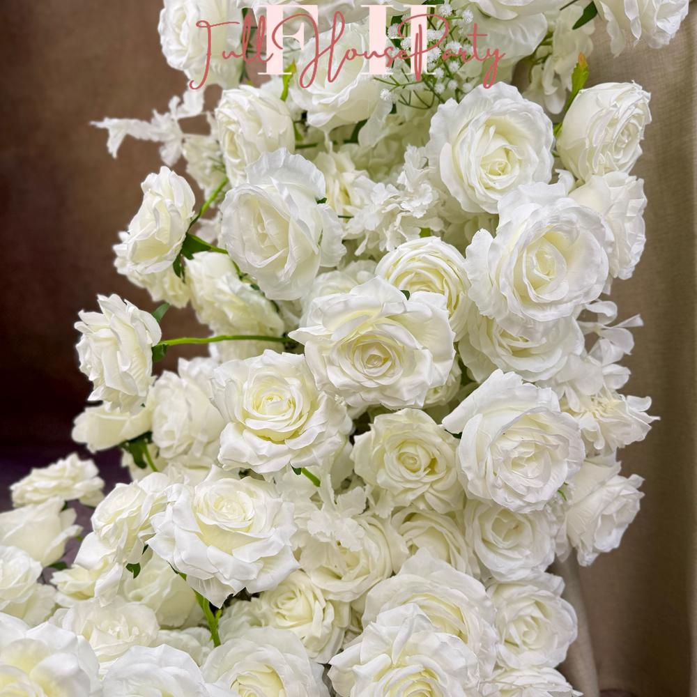 US Seller --White Flower Garland for Wedding Arch, Table Flower Runner, Wedding Centerpiece Table Runner, Flower Row for Wedding Aisle