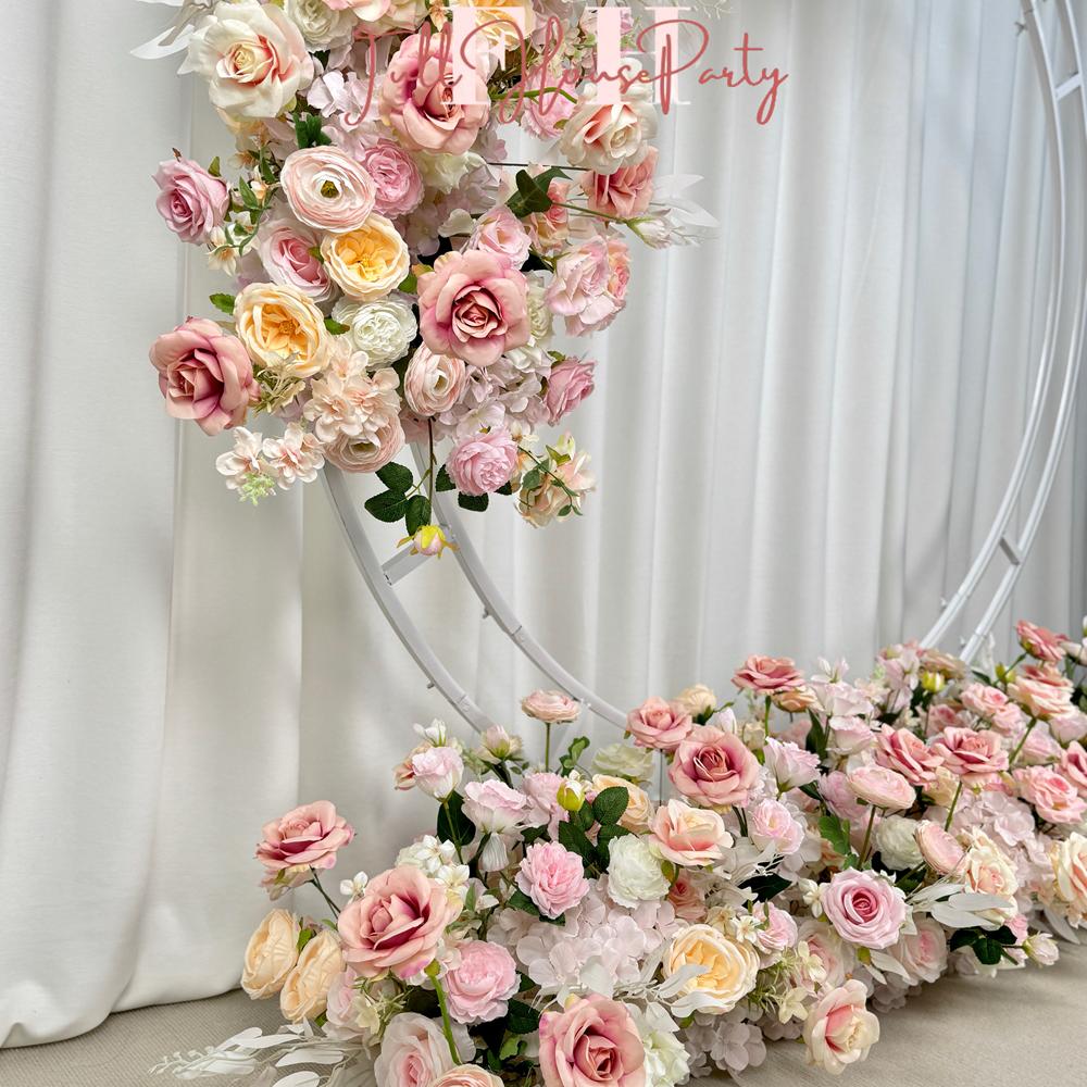 Blush Pink Rose Wedding Arbor Arrangement: Rustic Floral Arch Decor
