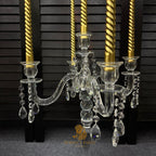 20''-Clear Crystal Candle Holder - Transparent Tall Candle Stand with Glass Hurricane Tube, Perfect for Wedding Table Centerpiece Decoration