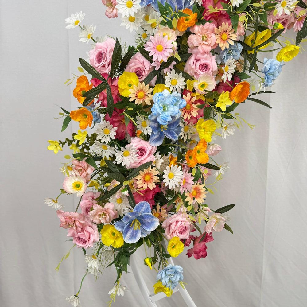 US Seller ---Wildflower-Inspired Spring Wedding Artificial Floral, Table Flower Runner, Rustic Flower Row Arrangement,Party Stage and  D?cor