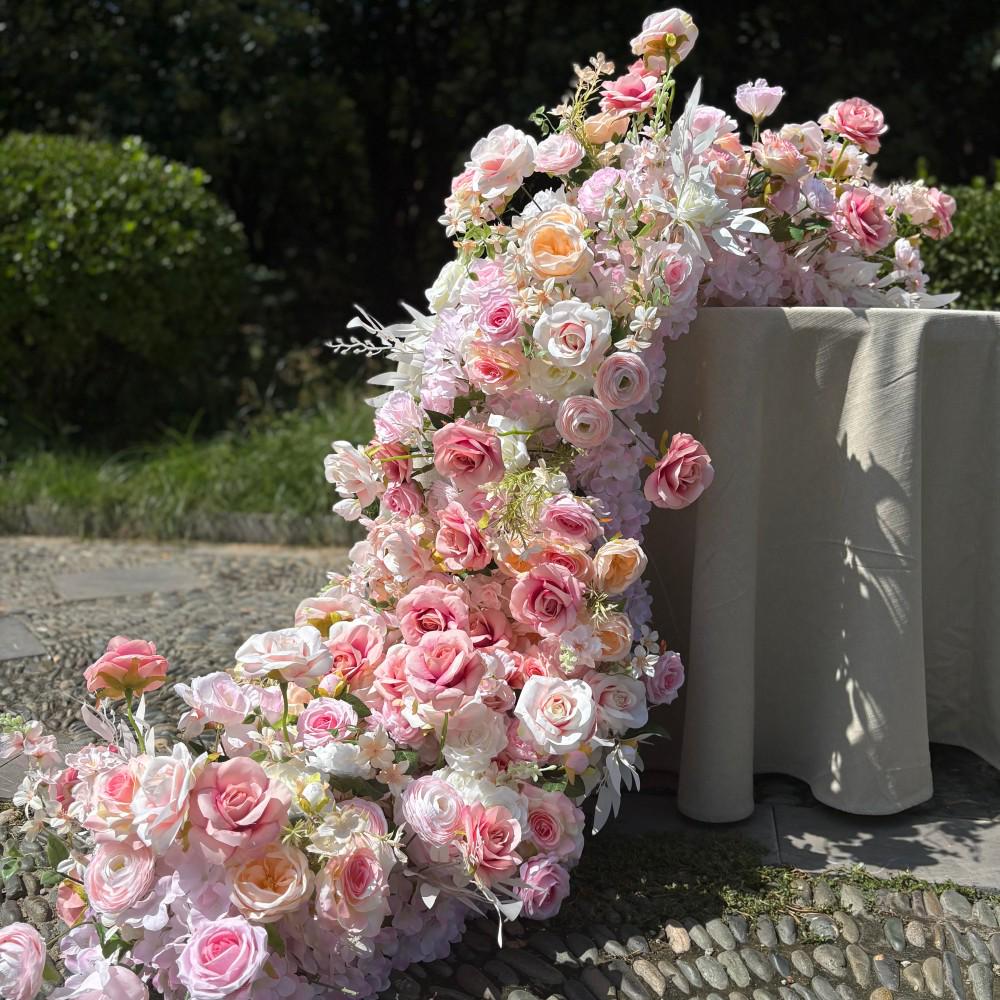 US Seller | Blush Pink Rose Wedding Arch Flowers, Artificial Floral Runner, Table Centerpiece & Flower Row D?cor for Parties  Events
