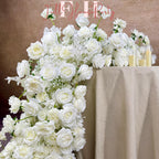 US Seller --White Flower Garland for Wedding Arch, Table Flower Runner, Wedding Centerpiece Table Runner, Flower Row for Wedding Aisle