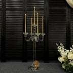 30??�?Clear Crystal Candle Holder - Transparent Tall Candle Stand with Glass Hurricane Tube, Perfect for Wedding Table Centerpiece Decoration