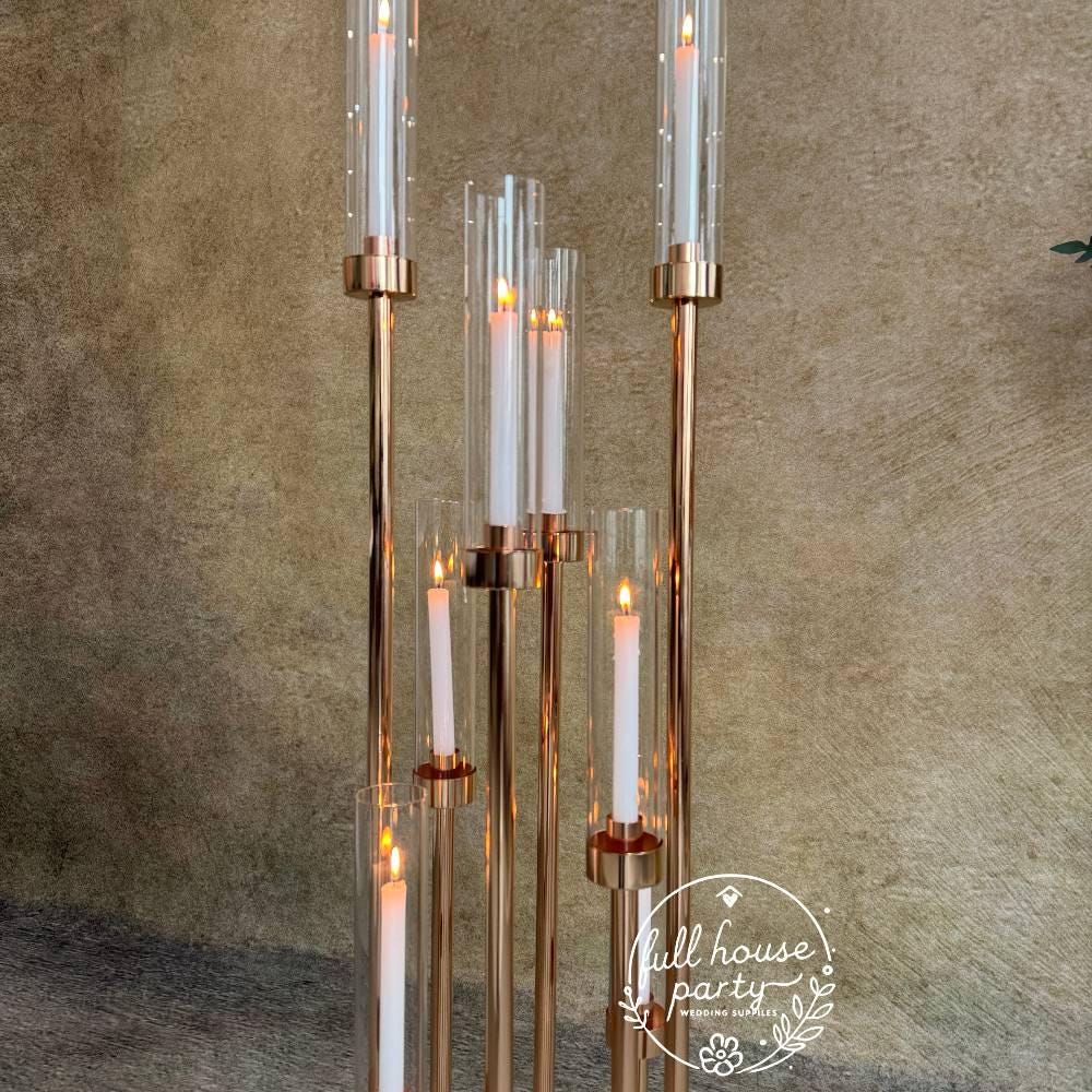 50''-Gold 8 Arm Metal  Candle Holder, Tall Stand Glass Candles, Candle Holders, Wedding, Shower Party, Event Table Centerpiece
