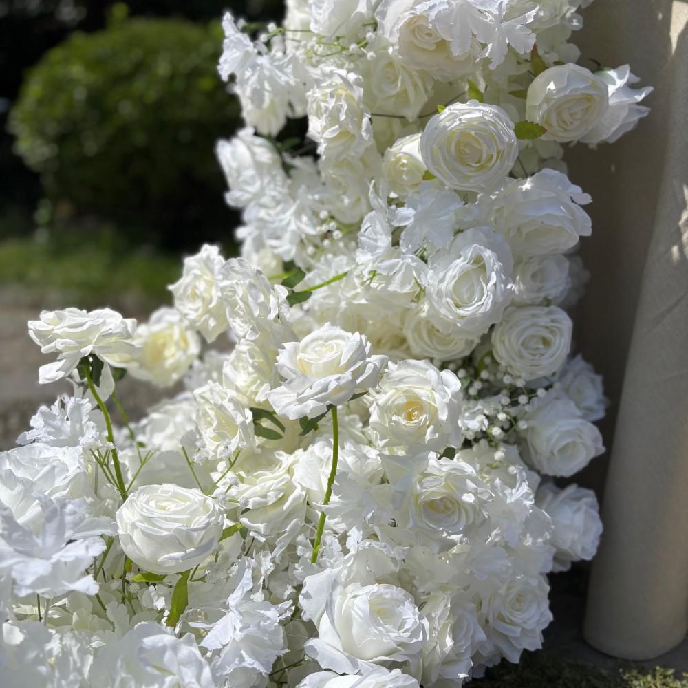 US Seller ---White Flower Garland for Wedding Arch, Artificial Floral Table Runner, Wedding Centerpiece & Aisle Flower Row
