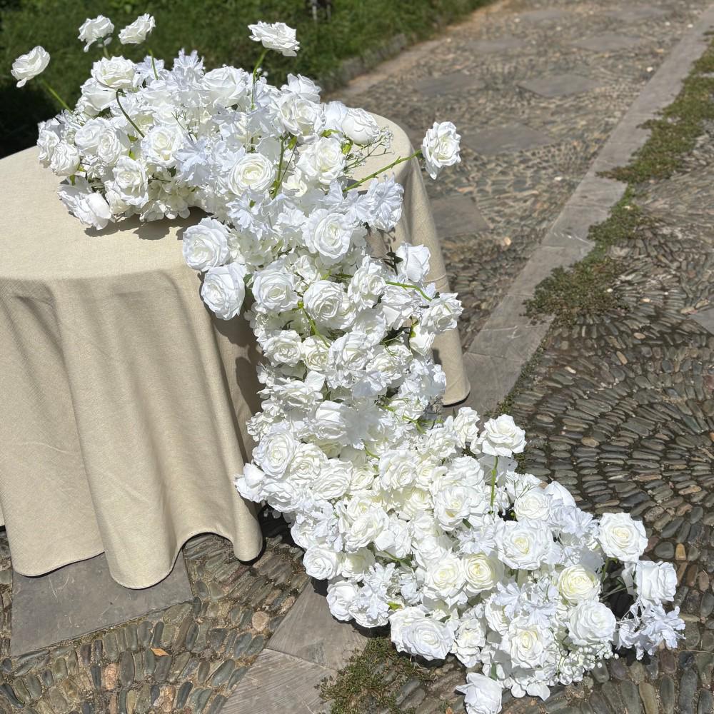 US Seller ---White Flower Garland for Wedding Arch, Artificial Floral Table Runner, Wedding Centerpiece & Aisle Flower Row