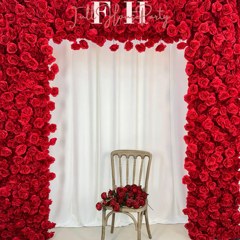 W8Ft x H8.53Ft Rollable Artificial Red Rose Arch Wedding Decoration, Flower Arch Wedding, Backdrop Flower Archway Party Decor for Events