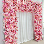 US Seller---W8Ft x H8.53Ft Rollable Artificial Pink Rose Arch Wedding Decoration, Flower Arch Wedding, Backdrop Flower Archway Party Decor