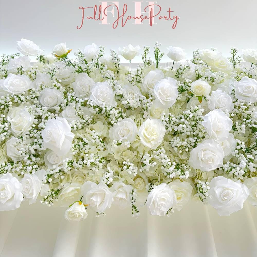 W8Ft x H8.53Ft Rollable Artificial White Rose  baby?? breath Arch Wedding Decoration, Flower Arch Wedding, Backdrop Flower Archway Party