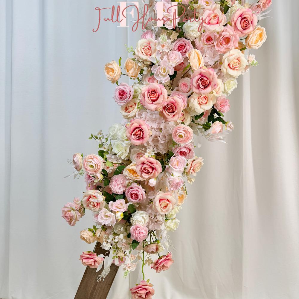 Blush Pink Rose Wedding Arbor Arrangement: Rustic Floral Arch Decor