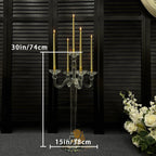 20''-Clear Crystal Candle Holder - Transparent Tall Candle Stand with Glass Hurricane Tube, Perfect for Wedding Table Centerpiece Decoration