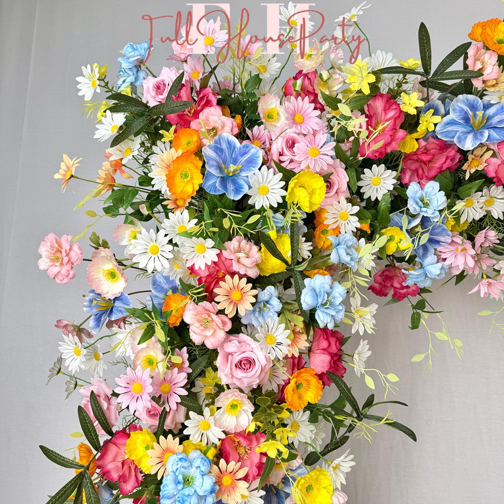 Wildflower Wedding Table Runner: Rustic Floral Arrangement