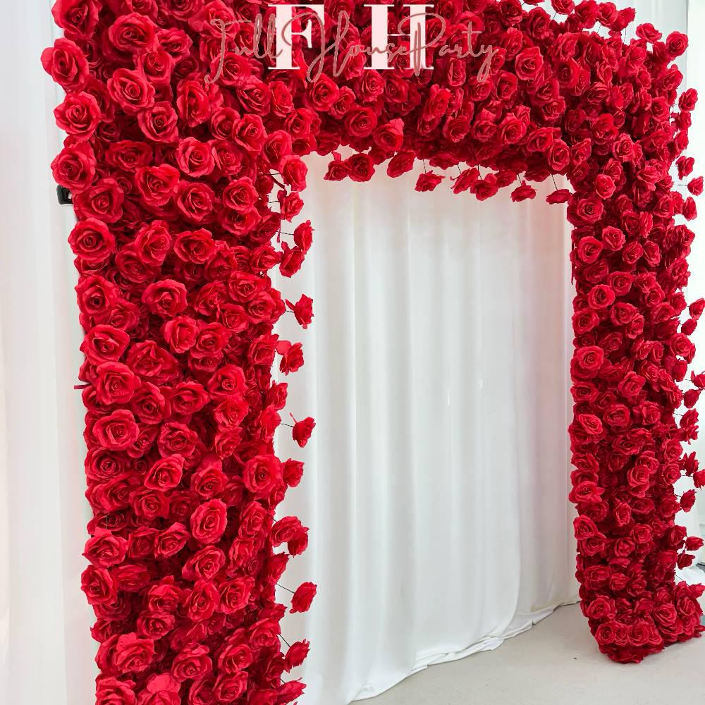 W8Ft x H8.53Ft Rollable Artificial Red Rose Arch Wedding Decoration, Flower Arch Wedding, Backdrop Flower Archway Party Decor for Events
