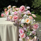 US Seller | Blush Pink Rose Wedding Arch Flowers, Artificial Floral Runner, Table Centerpiece & Flower Row D?cor for Parties  Events