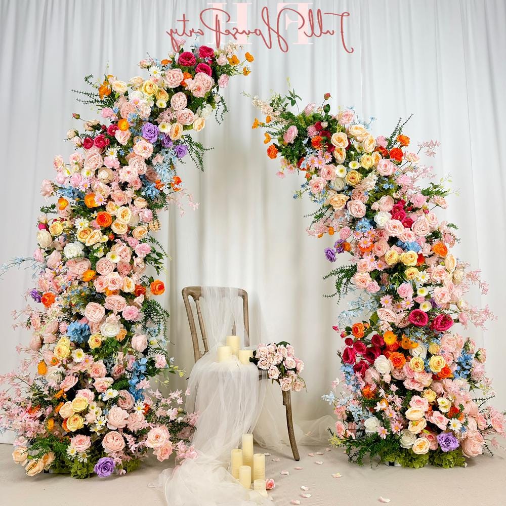 US Seller-Wildflower-Inspired Spring and Summer Wedding Arch D?cor.Wedding Archway Artificial  Rose  Archway,Flower Row Arrrangement