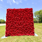 US seller--5D Rose Flower Wall 8*8ft - Flower Wall Rolling Up Curtain Wall, Fabric Flower Wall, Wedding Party Photo Backdrop