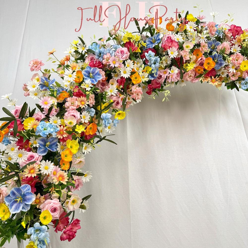 US Seller ---Wildflower-Inspired Spring Wedding Artificial Floral, Table Flower Runner, Rustic Flower Row Arrangement,Party Stage and  D?cor