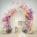 US Seller----Wedding Archway with Baby Pink & Purple Roses ??Artificial Floral Arrangement for Wedding Pillars Event Backdrop Decoration