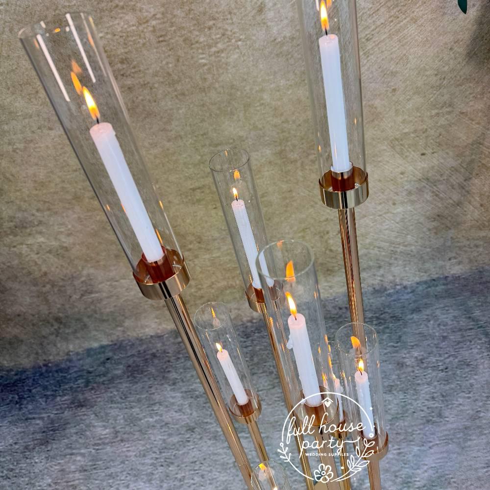 50''-Gold 8 Arm Metal  Candle Holder, Tall Stand Glass Candles, Candle Holders, Wedding, Shower Party, Event Table Centerpiece