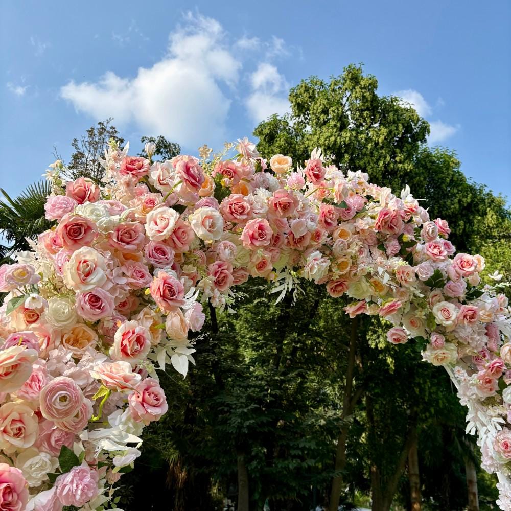 US Seller | Blush Pink Rose Wedding Arch Flowers, Artificial Floral Runner, Table Centerpiece & Flower Row D?cor for Parties  Events