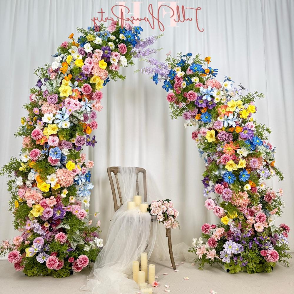 US seller---Wildflower-Inspired Spring and Summer Wedding Arch D?cor.Wedding Archway Artificial  Rose  Archway,Flower Row Arrrangement