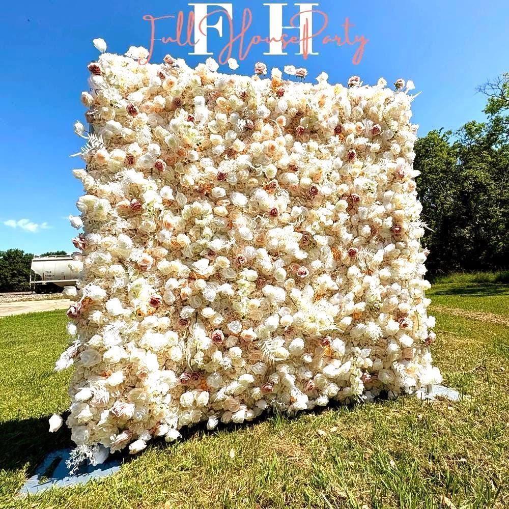 US seller---Blush Pink and White -5DFabric Backdrop Flower Wall, Wedding Party Photo Background, Wedding Decoration, Easy  Quick Assembly