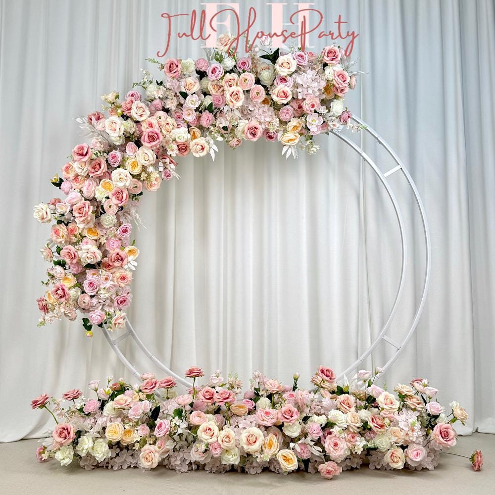 Blush Pink Rose Wedding Arbor Arrangement: Rustic Floral Arch Decor