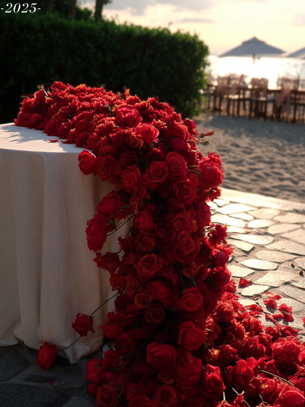 Red Rose Cascade - Romantic Decoration for Ceremony