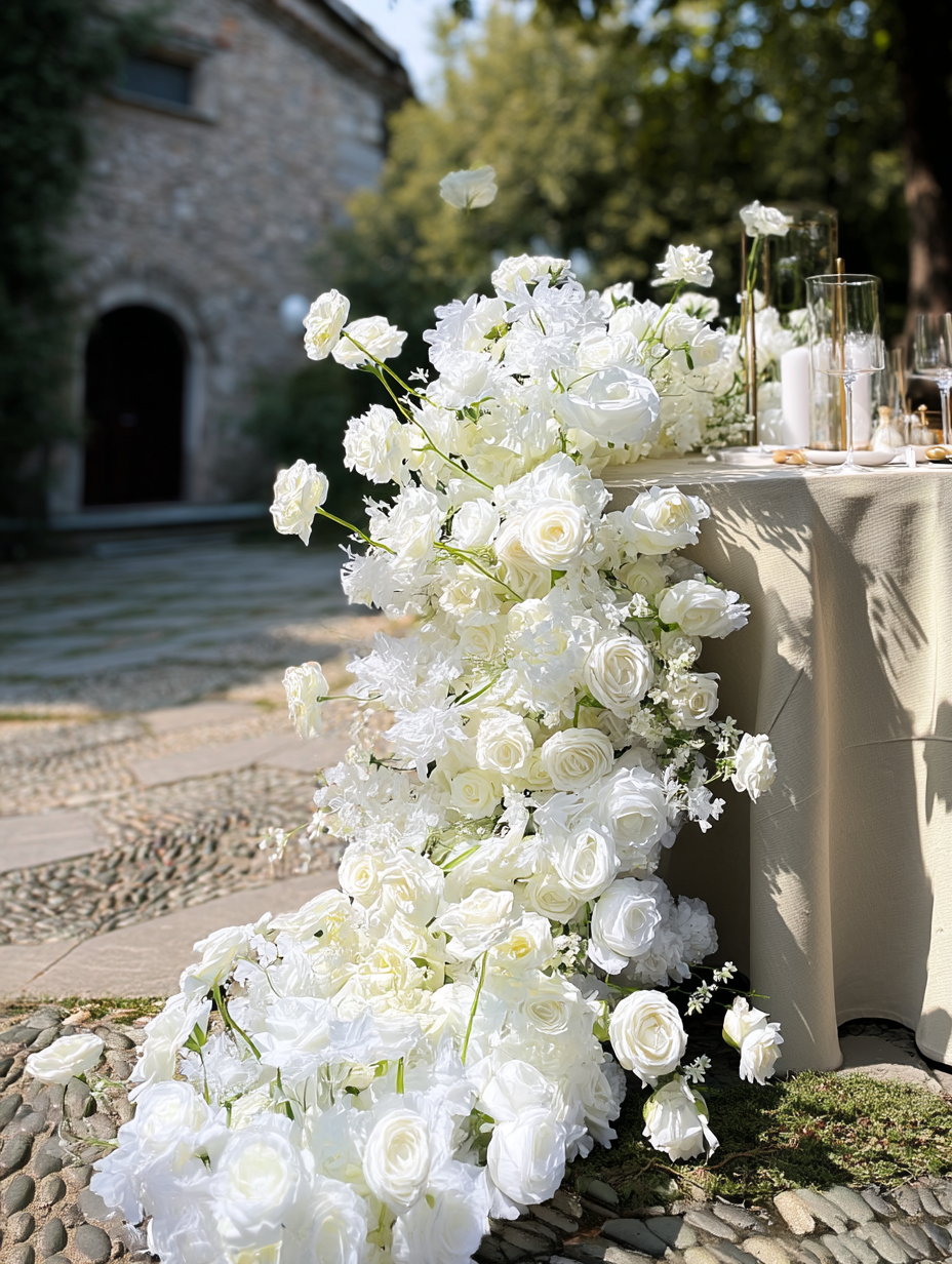 White Rose Romantic Garland