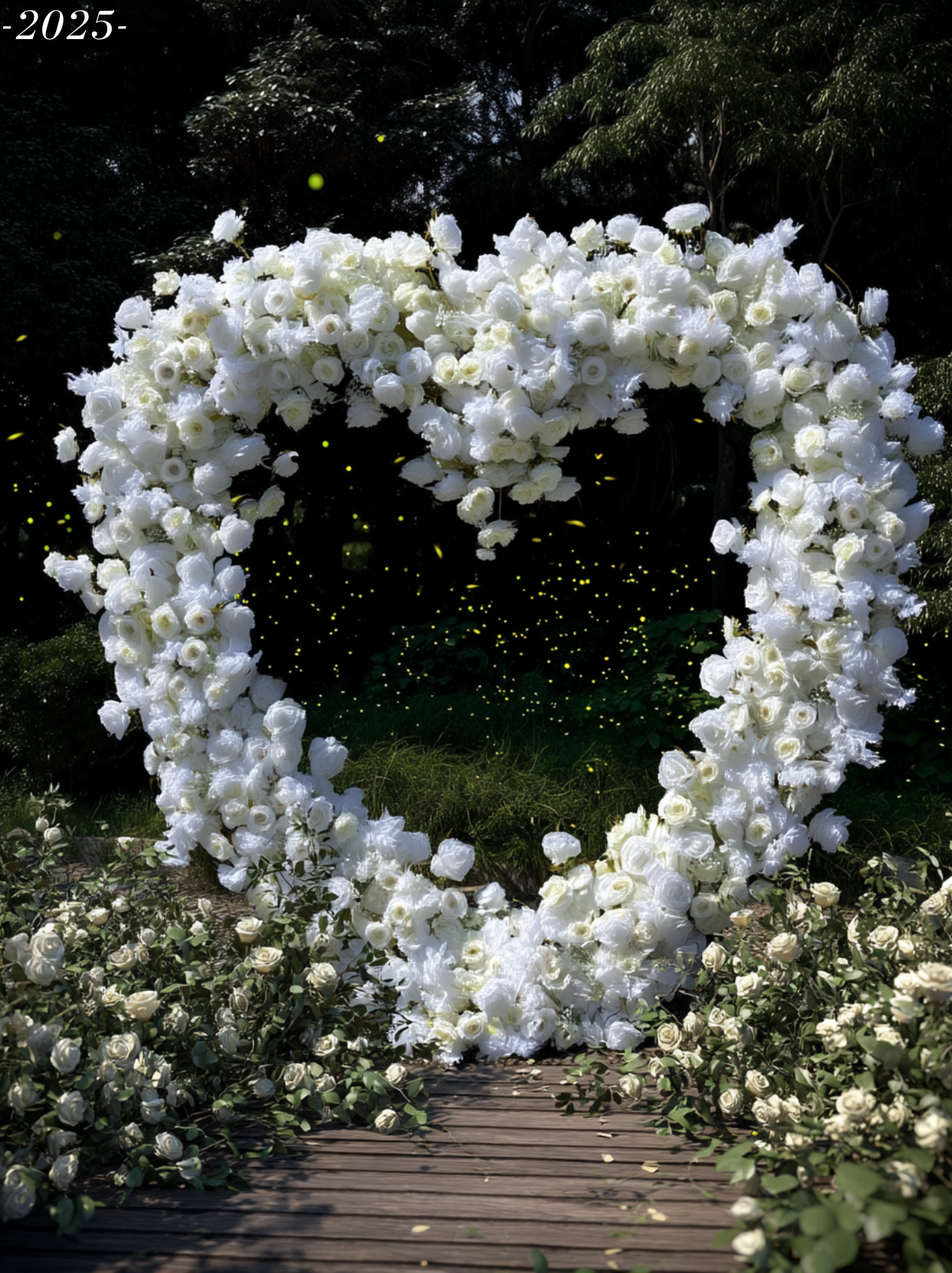 Elegant White Rose Heart-Shaped Arch