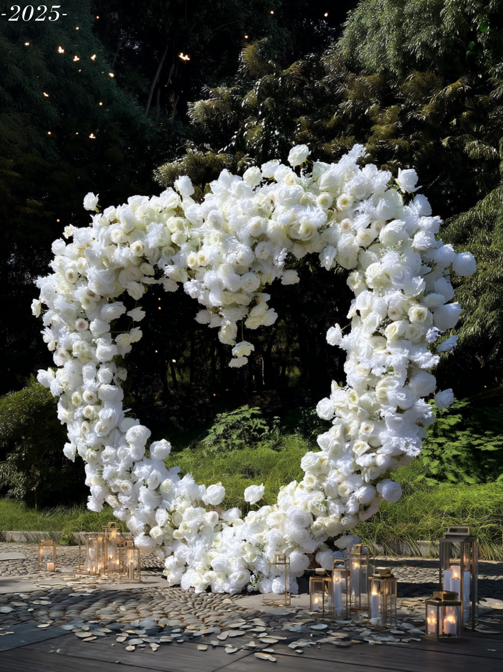 Elegant White Rose Heart-Shaped Arch
